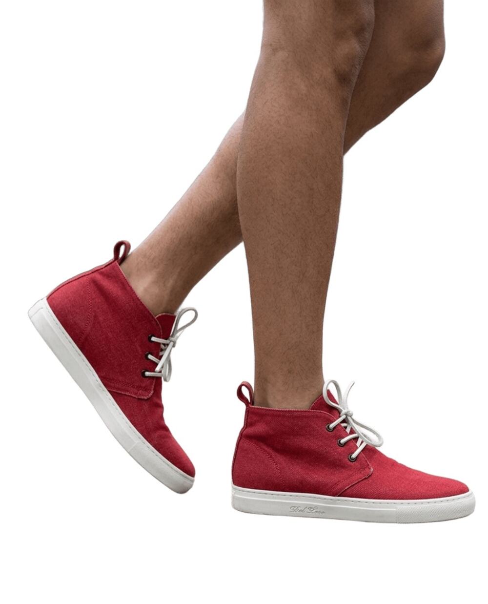 Del Toro Alto Chukka Red Suede Denim Lace Up Mid Top Sneakers Men's Size 6